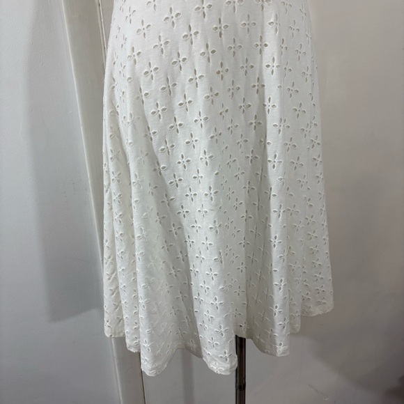 Ann Taylor LOFT White Eyelet A-Line Sleeveless Dress Sz 0 Bridal Floral Summer - Picture 6 of 15